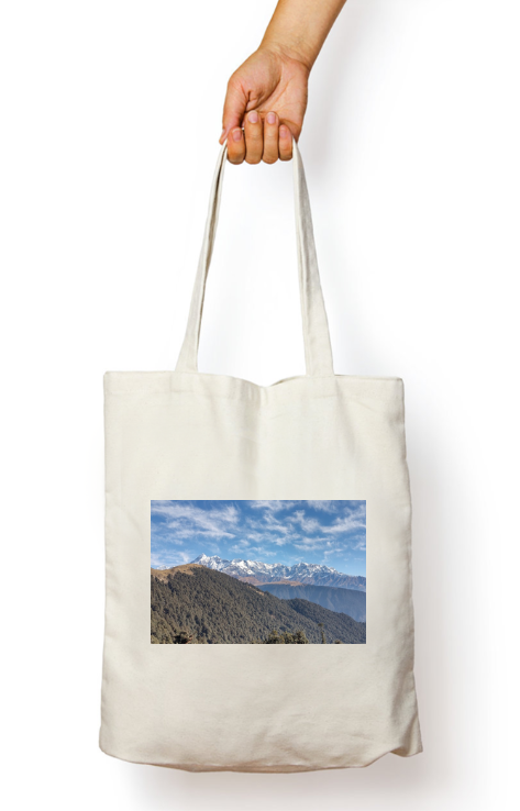 Trishul Range White Zipper Tote Bad