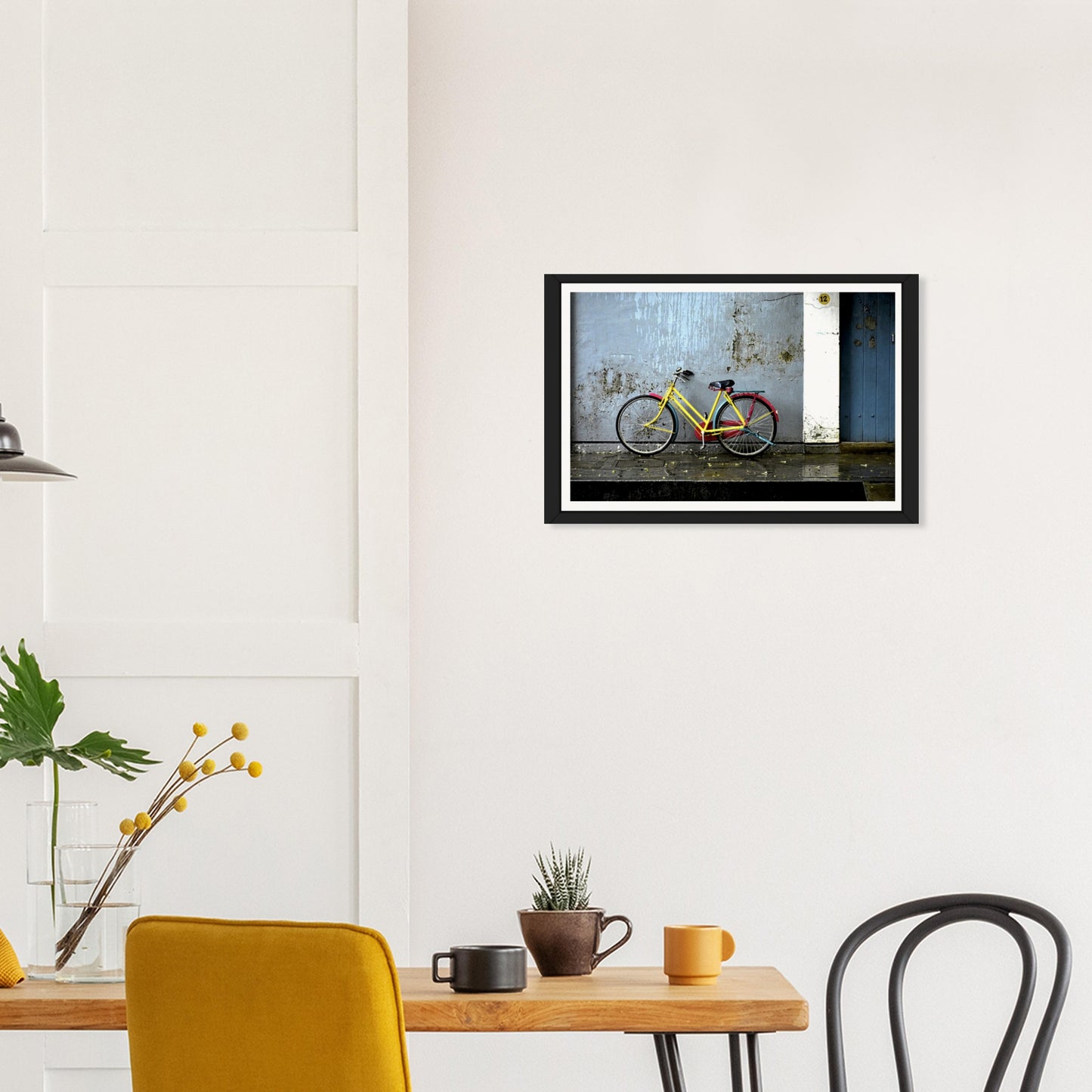 Vibrant Pause: The Yellow Bicycle's Tale