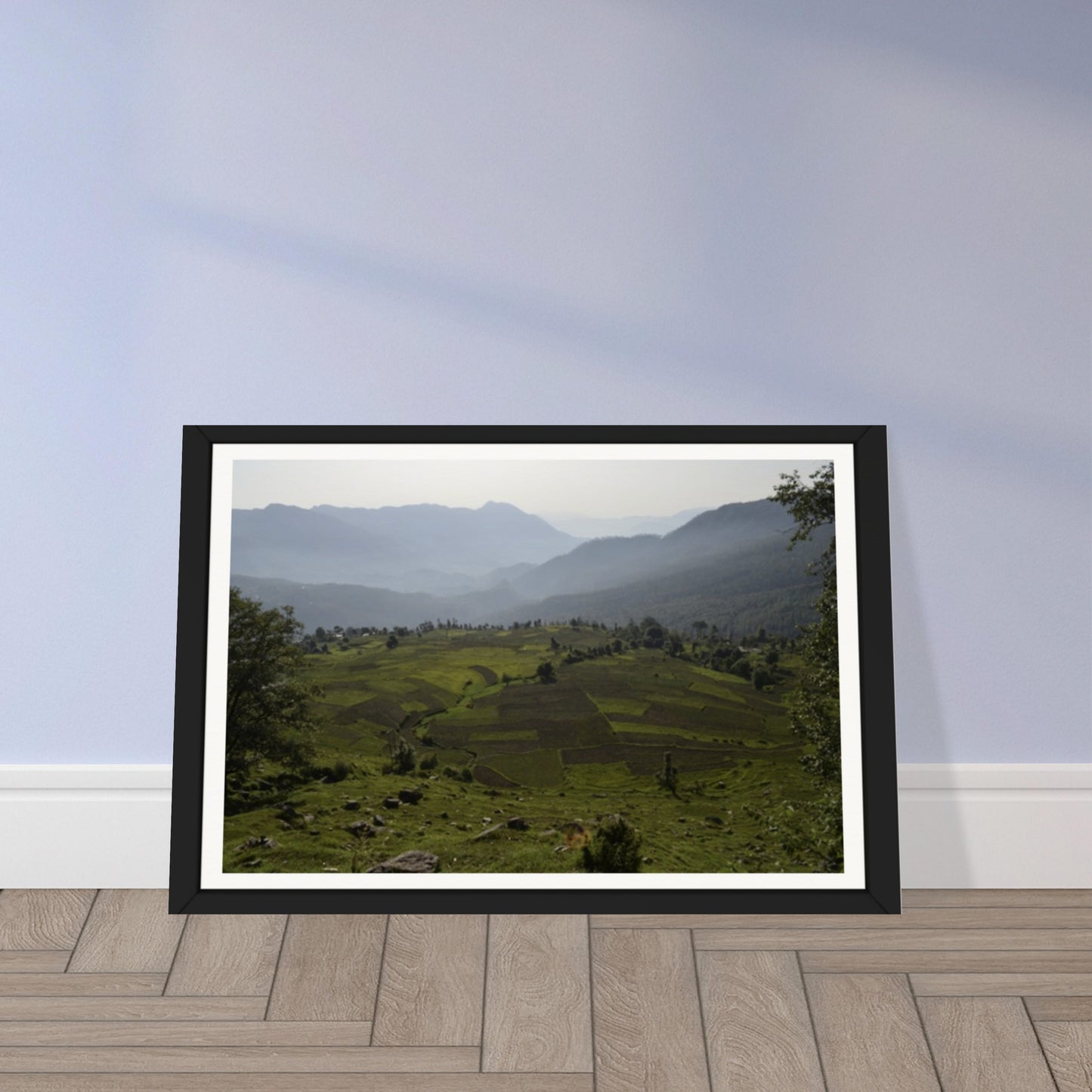 Mountain Mosaic: Terraced Fields and Misty Peaks