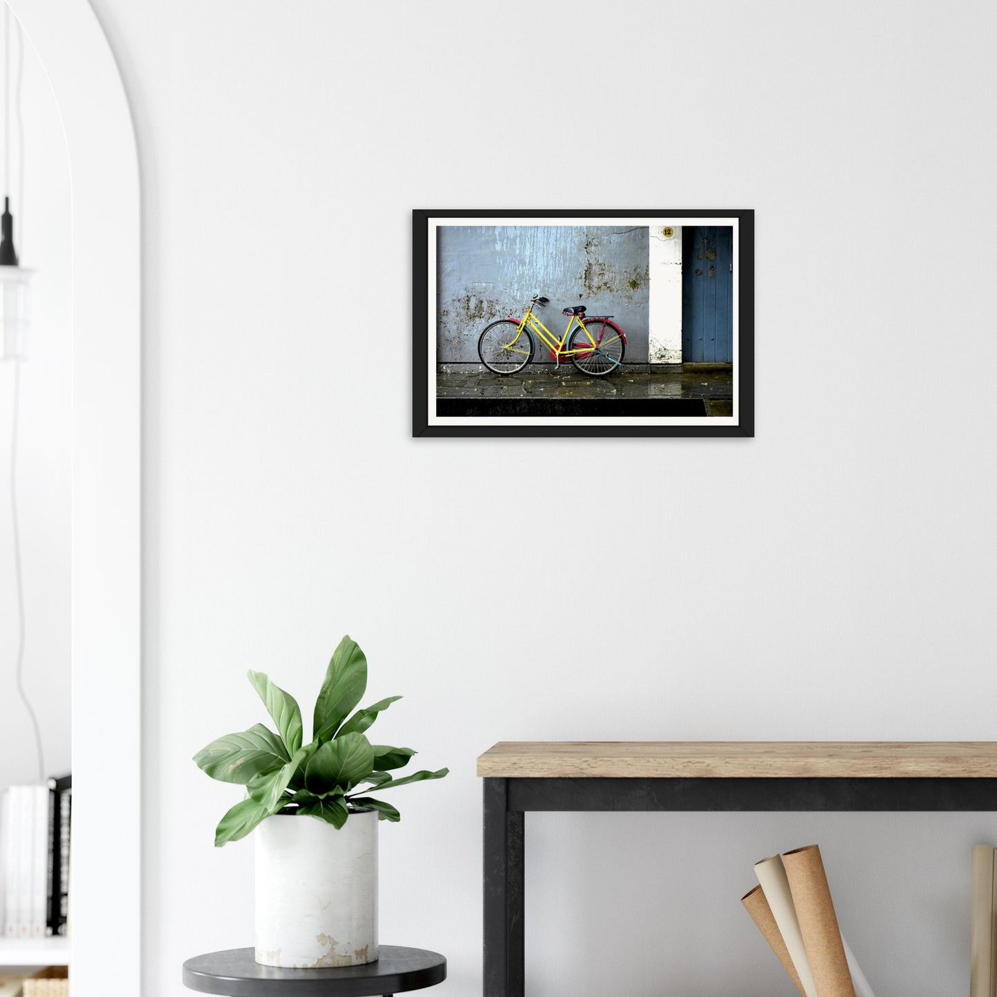 Vibrant Pause: The Yellow Bicycle's Tale